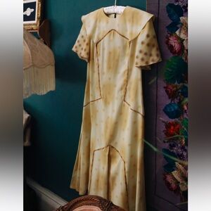 Vintage 70s Yellow Flutter Dress